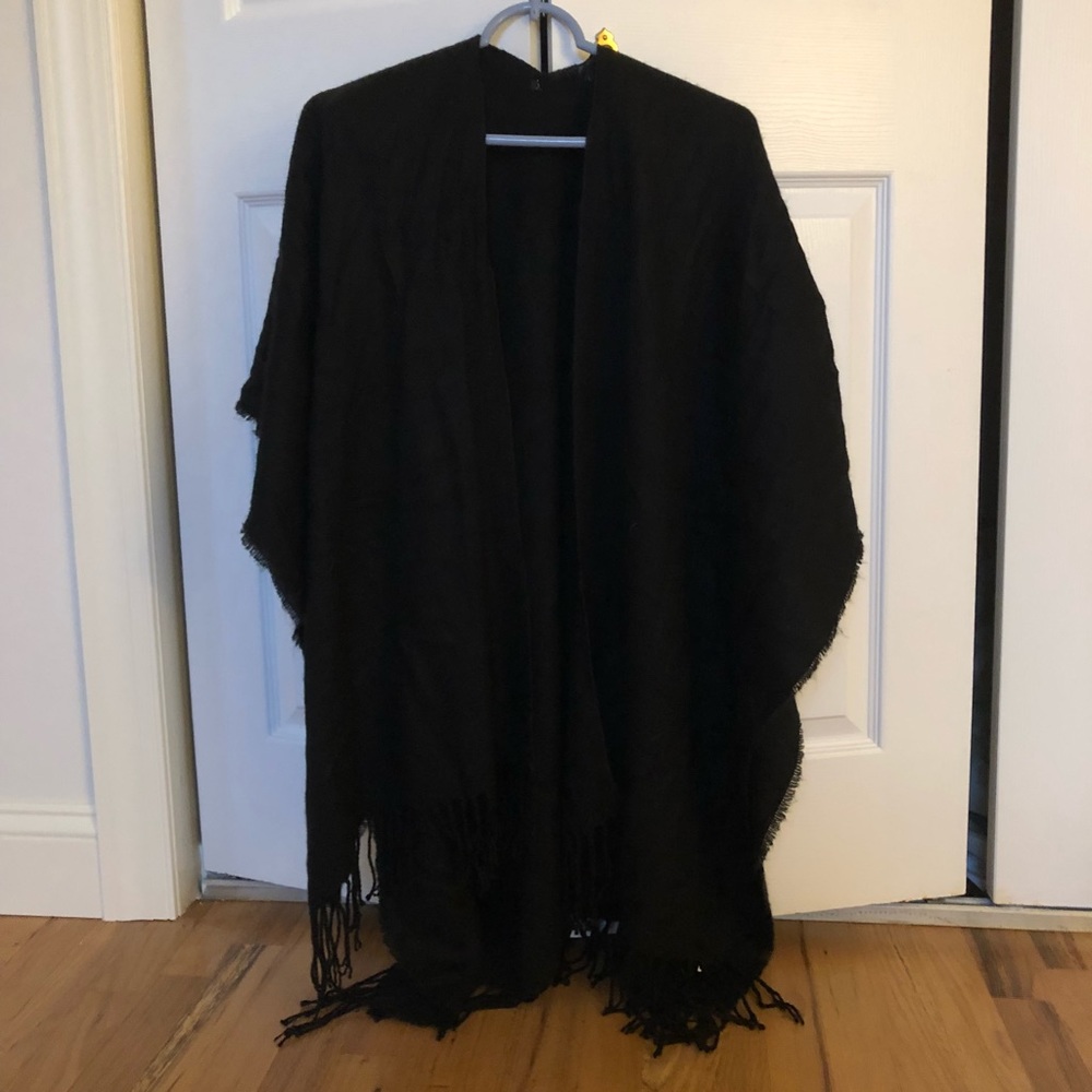 Plain black poncho wrap